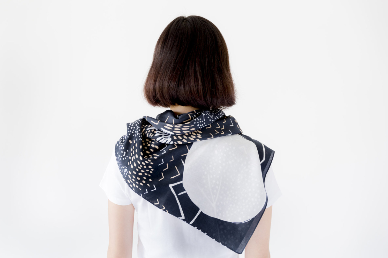 Mountain Blossom Midnight Blue Furoshiki Scarf